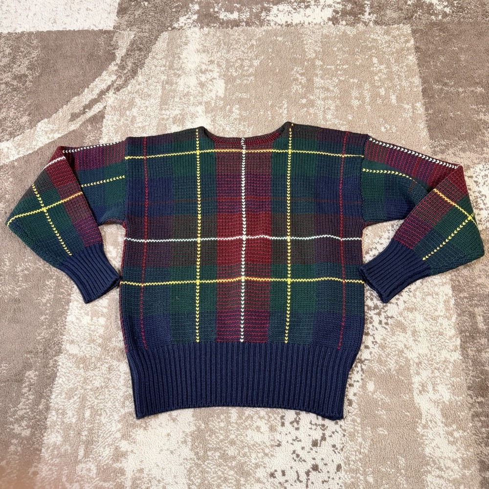 Vintage Polo Ralph Lauren Heritage Wool Sweater Mens M‎ Tartan Plaid Knit Dad